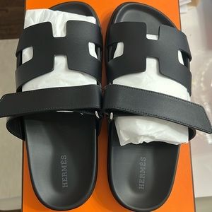 brand new hermes chypre sandals black 38.5